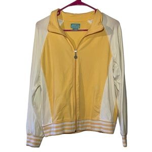 Vintage Tangerine Track Jacket Orange & White Striped Zippered Lightweight Gym M